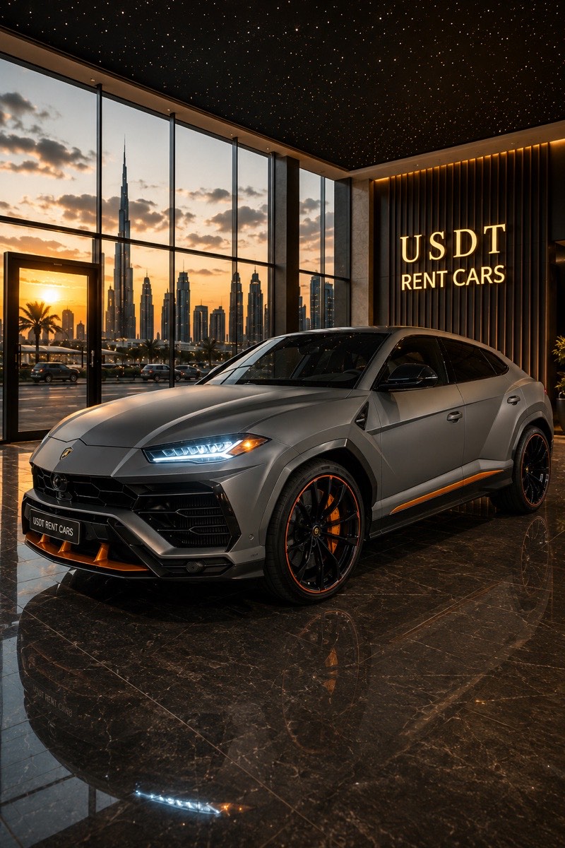 Lamborghini Urus dans le showroom USDT Rent Car à Dubaï